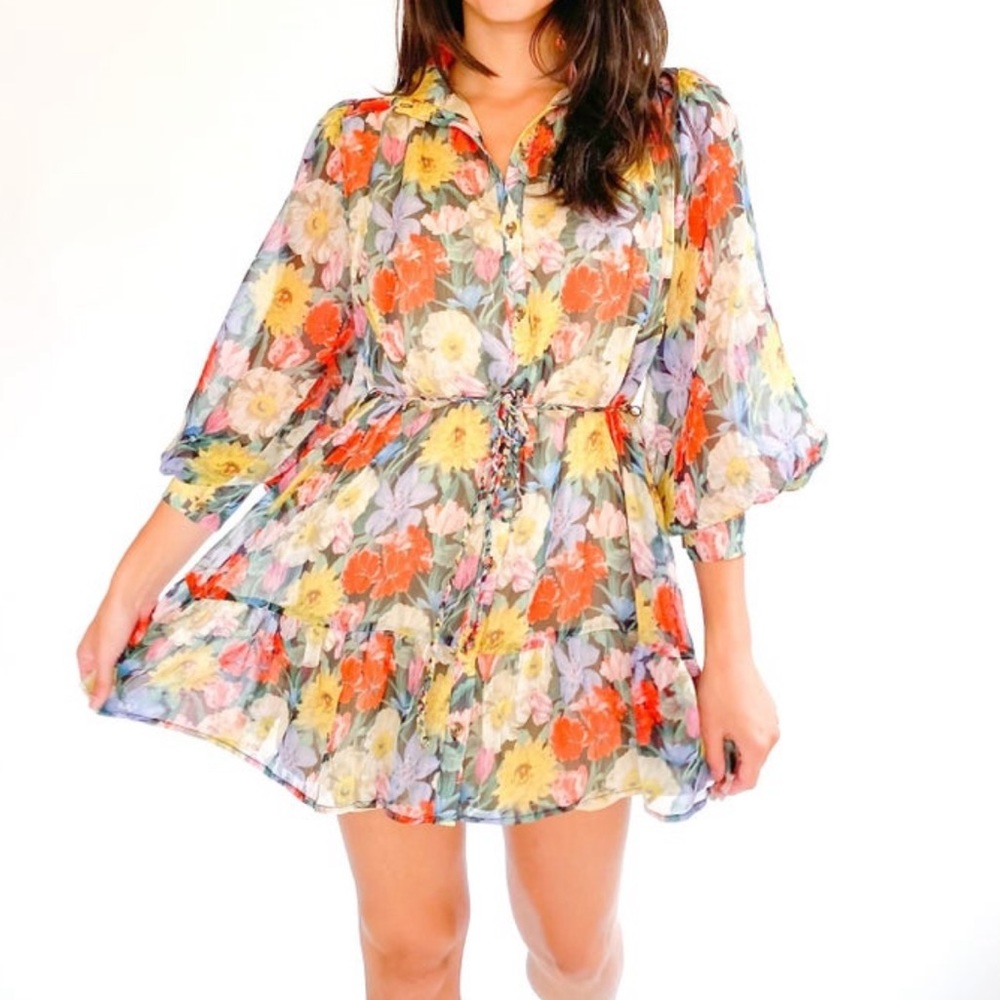 Floral Long sleeve mini dress